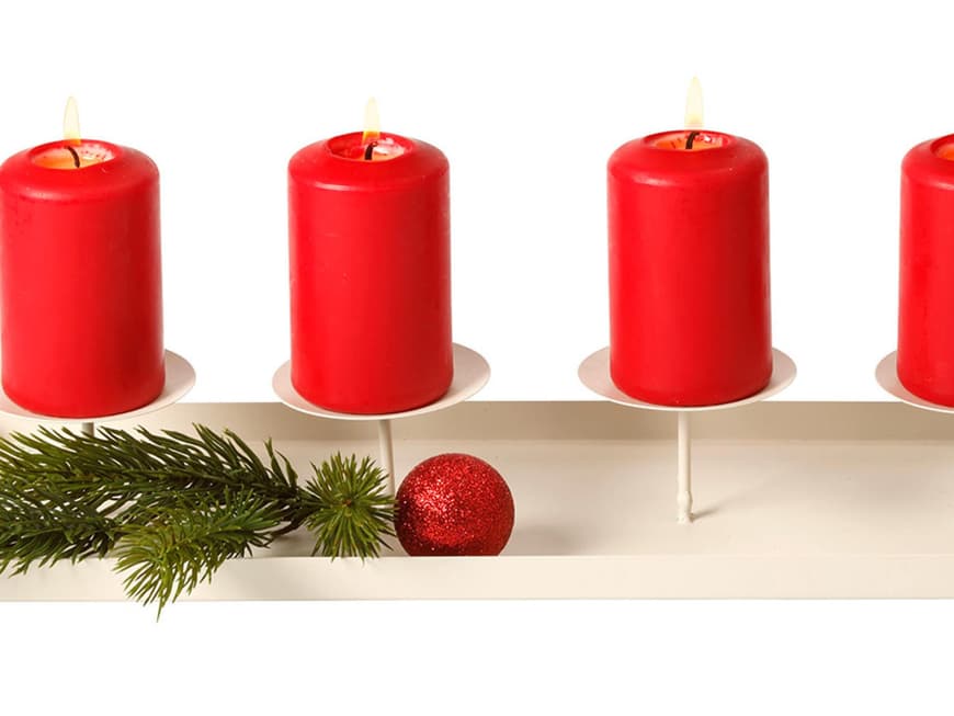 ADVENT, ADVENT Kerzenhalter, 40 x 13,5 x 6 cm, Metall, creme, ca. 7 Euro Kerzen 9 cm hoch, Stück ca. 1,30 Euro