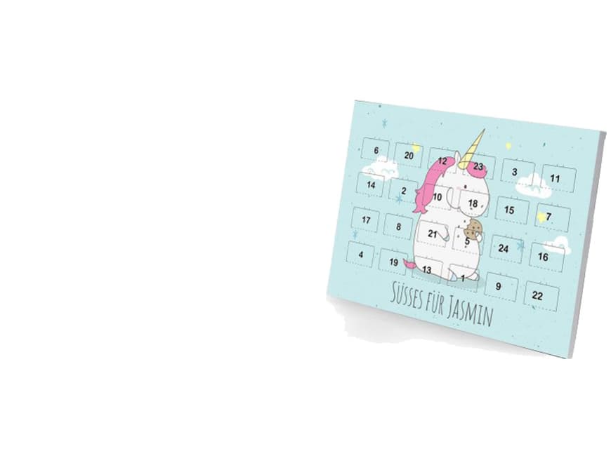 Einhörner regieren die Welt! Und jetzt versüßen sie uns auch noch die Vorweihnachtszeit. Der exklusive Adventskalender mit niedlichem Einhorn-Motiv ist personalisierbar und mit 24 Schokoladentäfelchen von Sarotti gefüllt. Von Personello über design3000, ca. 17,95 €
