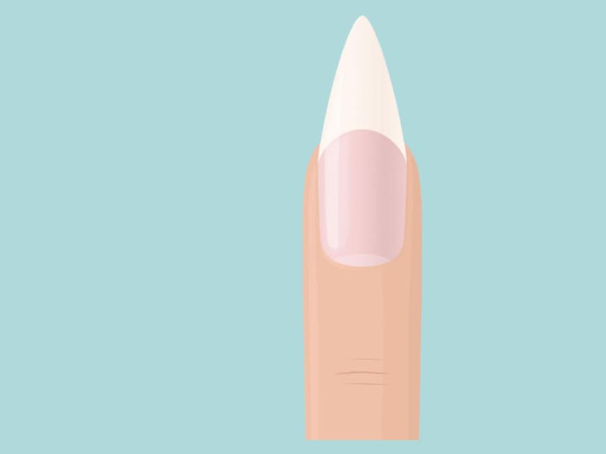 Illustration eines Fingers mit spitz zulaufendem Fingernagel