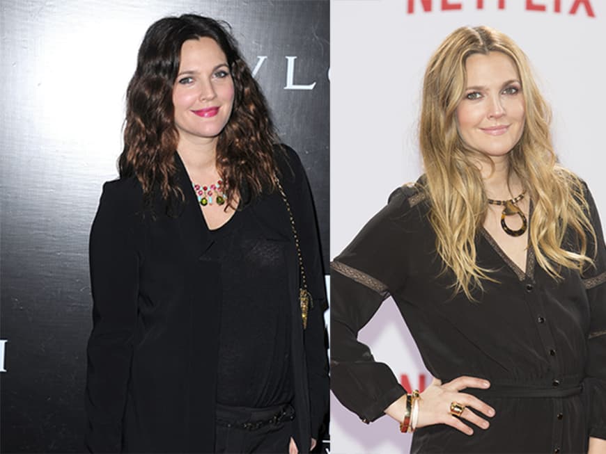 Drew Barrymore mit braunen bzw. blonden Haaren