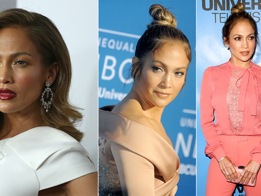 Jennifer Lopez mit drei verschiedenen Frisuren